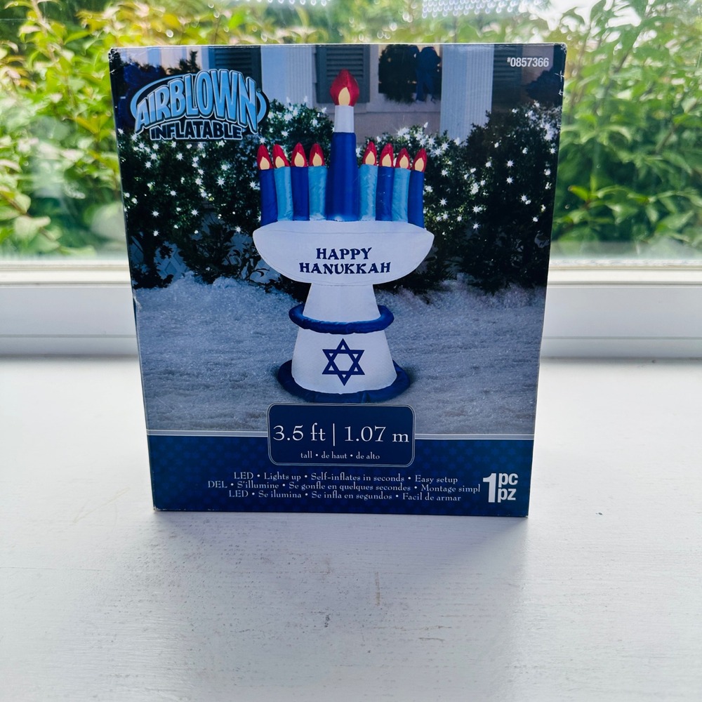 Gemmy Airblown Inflatable Hanukkah Menorah 3.5ft LED Lighted Yard Decor 0857366